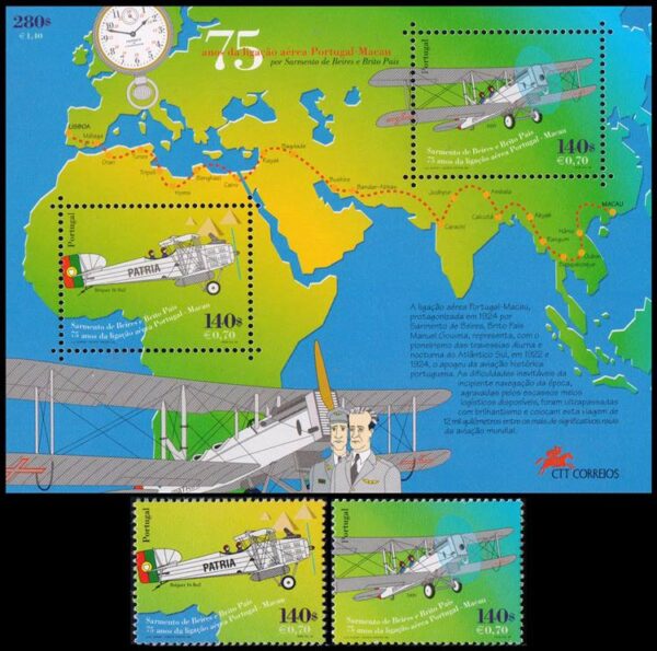 PORTUGAL/SELLOS, 1999 - AVIONES - MAPAS - YV 2312/13 + BF 152 - 2 VALORES + BLOQUE - NUEVO