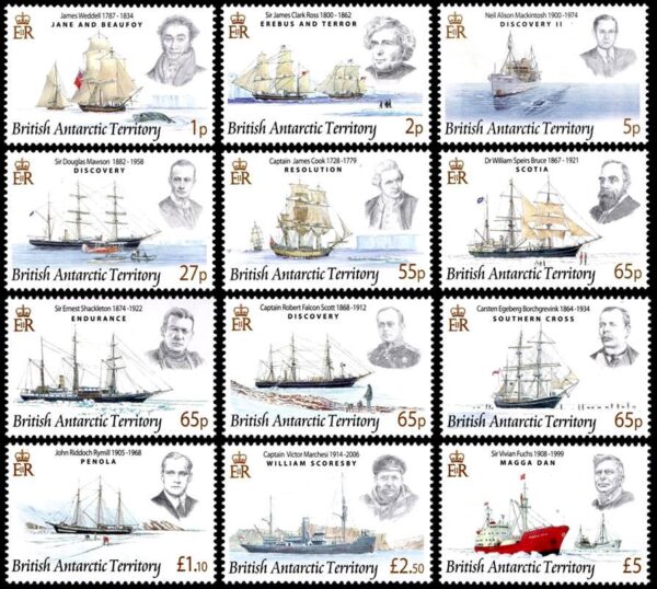 ANTARTIDA BRITANICA/SELLOS, 2011 - BARCOS - 12 VALORES - NUEVO