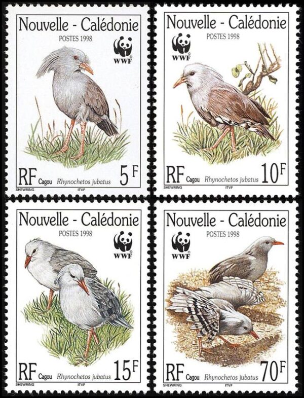 NUEVA CALEDONIA/SELLOS, 1998 - W.W.F. FAUNA PROTEGIDA: KAGU - YV 768/71 - 4 VALORES - NUEVO