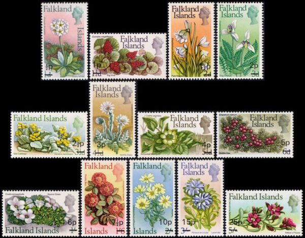 FALKLANDS/STAMPS, 1971 - FLOWERS - DEFINITIVES - YV 191/203 - 13 VALUES - MNH