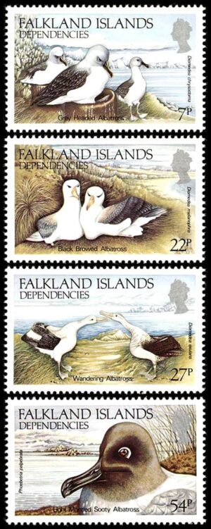 GEORGIAS DEL SUR/SELLOS, 1985 - AVES MARINAS - ALBATROS  - YV 141/44 - 4 VALORES - NUEVO