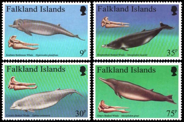 MALVINAS/SELLOS, 1996 - BALLENAS Y DELFINES - YV 685/88 - 4 VALORES - NUEVO