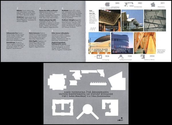 FINLANDIA/SELLOS, 2011 - ARQUITECTURA - YV C 2064 - CARNET DE 6 VALUES AUTO ADHESIVOS