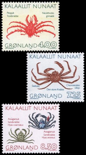 GROENLANDIA/SELLOS, 1993 - FAUNA - CANGREJOS - YV 219/21 - 3 VALORES - NUEVO