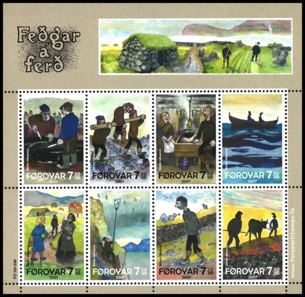 FEROES ISLANDS/STAMPS, 2007 - LITERATURE, HEDIN BRU - Yv. 597/604 - SOUVENIR SHEET, MNH