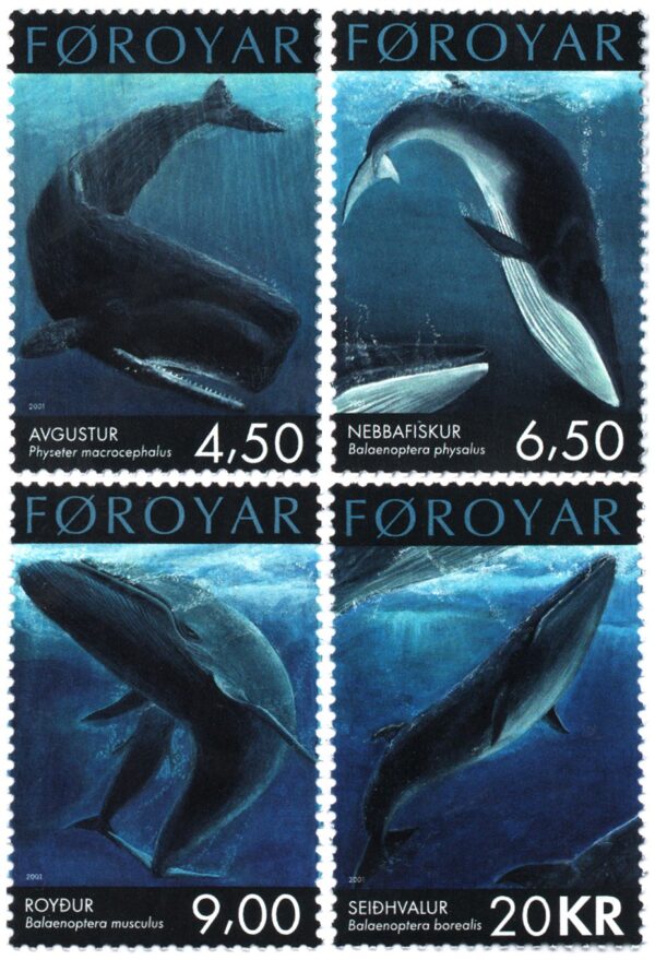 FAROE ISLANDS/STAMPS, 2001 - WHALES - YV 404/07 - 4 VALUES - MNH
