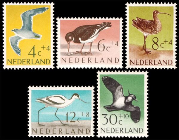 HOLANDA/SELLOS, 1961 - AVES - YV 733/37 - 5 VALORES - NUEVO