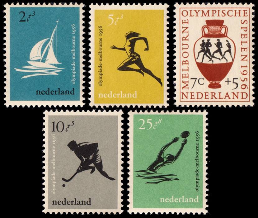 HOLANDA/SELLOS, 1956 - JUEGOS OLIMPICOS DE MELBURNE - YV 654/58 - 5 VALORES - NUEVO