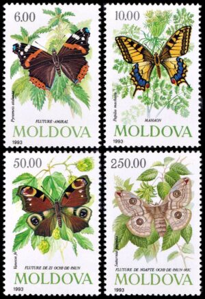 MOLDAVIA/SELLOS, 1993 - MARIPOSAS - YV 67/70 - 4 VALORES - NUEVO