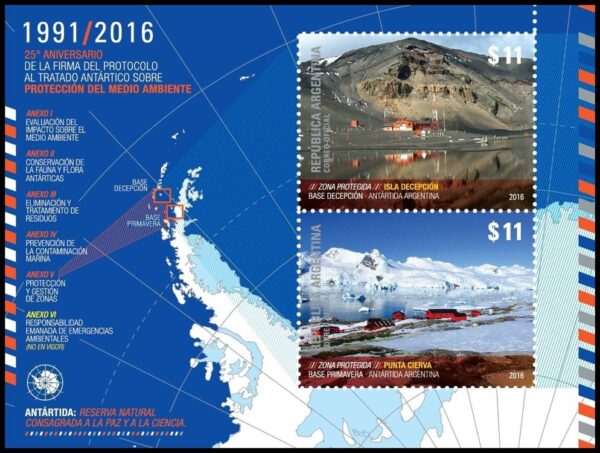 ARGENTINA/SELLOS, 2016 - ANTARTIDA - VSITAS - MAPA - BLOQUE - MNH