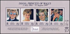 BRITISH ANTARCTIC (BAT) STAMPS, 1998 - ROYALTY - LADY DIANA SPENCER - TRIBUTE TO THE PRINCESS OF WALES - YV BF 6 - SOUV SHEET - MINT
