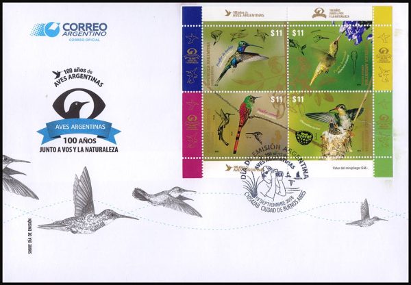 ARGENTINA/SELLOS, 2016 - AVES DE ARGENTINA - COLIBRIES - HOJITA - NUEVO