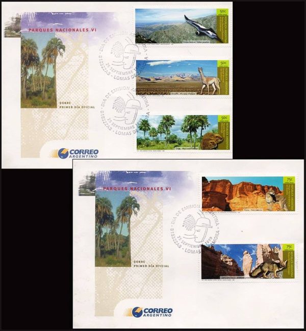 ARGENTINA/SELLOS, 1999 - PARQUES NACIONALES - FAUNA - CAT GJ 2974/78 - 5 VALORES - SOBRE PRIMER DIA EMISION