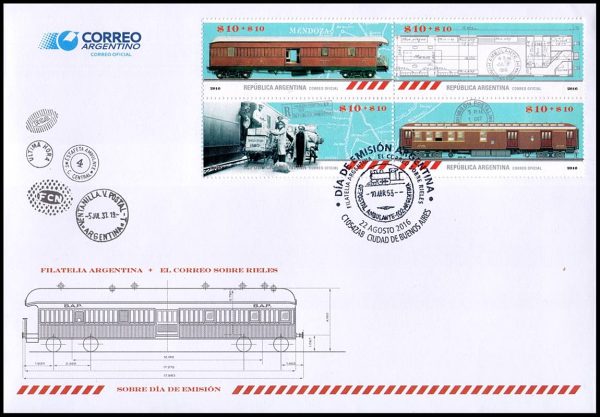 ARGENTINA/SELLOS, 2016 - TRENES - 4 VALORES - NUEVO