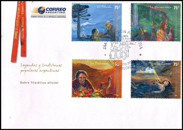 ARGENTINA/SOBRES, 2004 - LEYENDAS Y TRADICIONES - CAT GJ 3399/402 - 4 VALORES - SOBRE PRIMER DIA EMISION