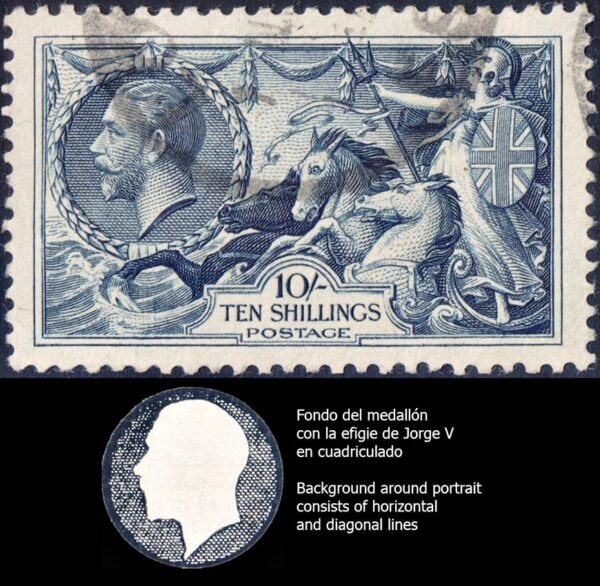 GRAN BRETAÑA/SELLOS, 1934-1936 – JORGE V – CABALLOS DE MAR – YV 200 – 1 VALOR – MATASELLADO