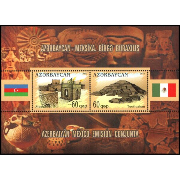 AZERBAIYAN/STAMPS, 2010 - AZERBAIYAN & MEXICO  SITES -  YV BF 86 - SOUV SHEET - MNH