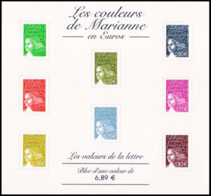 FRANCIA/SELLOS, 2004 - LOS COLORES DE MARIANNE EN EUROS - YV BF 67 - BLOQUE - NUEVO