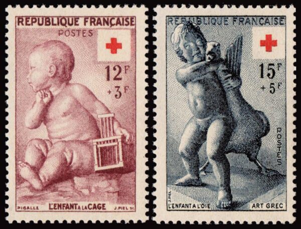 FRANCIA/SELLOS, 1955 - CRUZ ROJA - YV 1048/49 - 2 VALORES - NUEVO