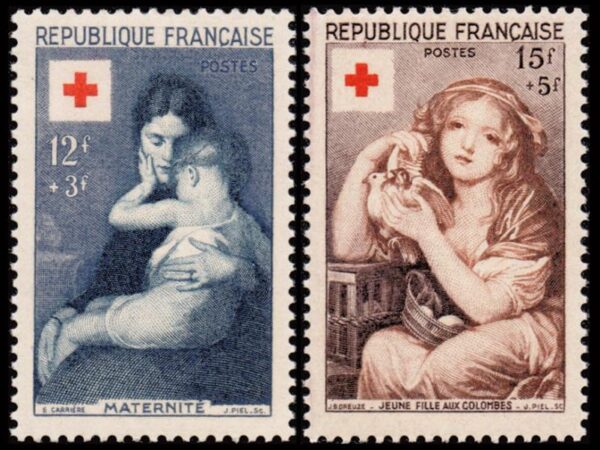 FRANCIA/SELLOS, 1954 - CRUZ ROJA - YV 1006/07 - 2 VALORES - NUEVO - MINT