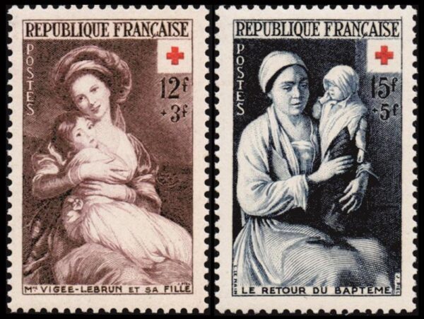 FRANCIA/SELLOS, 1953 - CRUZ ROJA - YV 966/67 - 2 VALORES - NUEVO