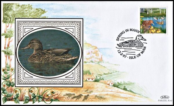 ISLA DE MAN/SELLOS, 1997 - FAUNA - PATOS - YV 745 - 1 VALOR - SOBRE PRIMER DIA DE EMISION