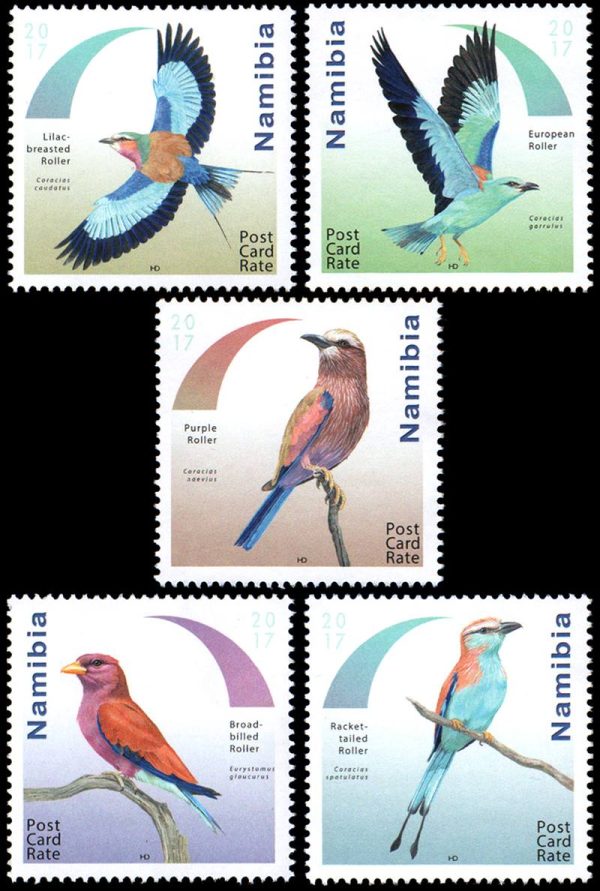 NAMIBIA/SELLOS, 2017 - AVES - YV 1395/99 - 5 VALORES - NUEVO