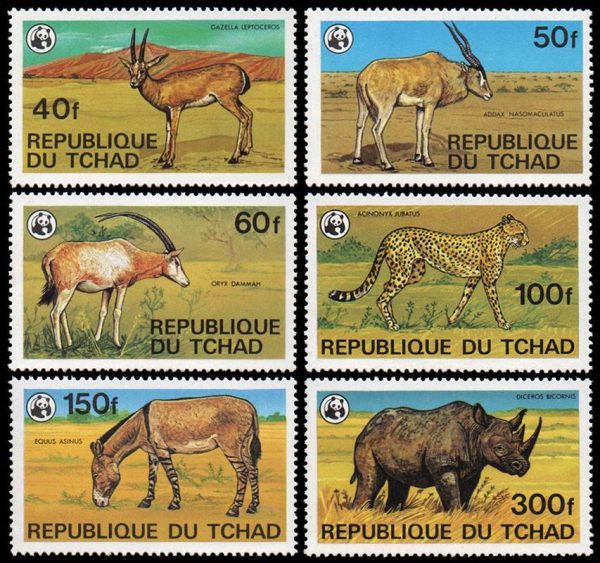 REPUBLICA DE CHAD/SELLOS, 1979 - W.W.F. FAUNA EN PELIGRO - YV 359/63 - 6 VALORES - NUEVO