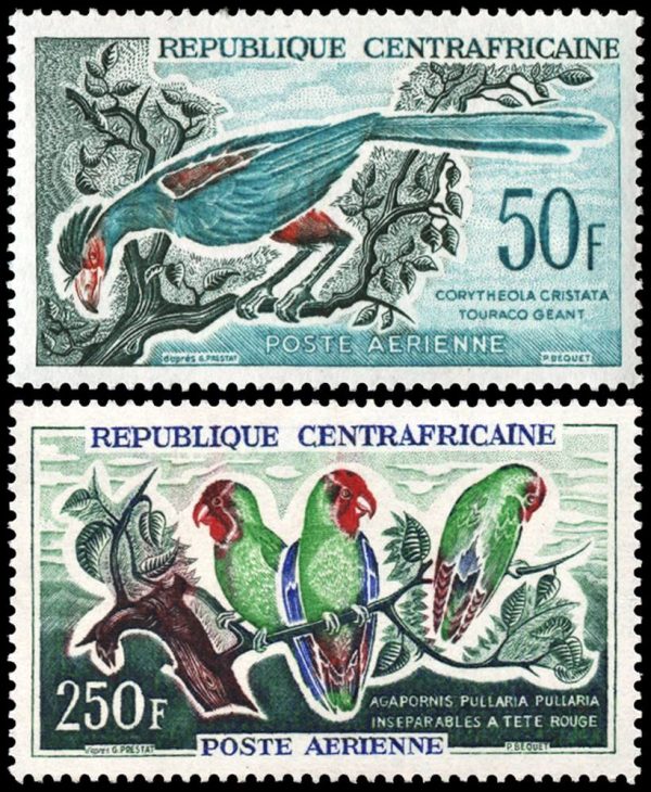 REPUBLICA CENTROAFRICANA/SELLOS, 1962-63 - AVES - YV A 7/8 - 2 VALORES - NUEVO