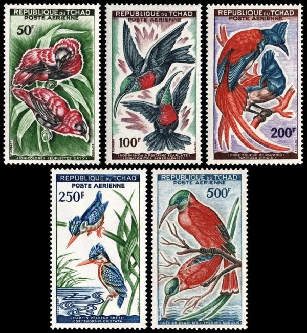 REPUBLICA DE CHAD/SELLOS, 1961-63 - AVES - YV A 2/6 - 5 VALORES - NUEVO