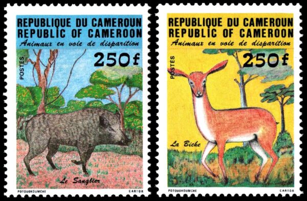 REPUBLICA UNIDA DE CAMERUN/SELLOS, 1984 - FAUNA - YV 740/41 - 2 VALORES - NUEVO