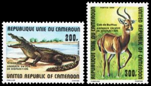 REPUBLICA UNIDA DE CAMERUN/SELLOS, 1981 - FAUNA - ANIMALES EN VIS DE DESAPARICION - YV 662/63 - 2 VALORES - NUEVO