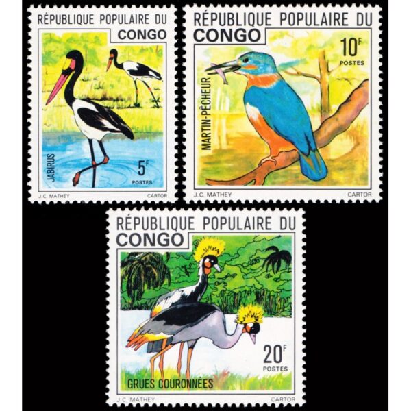 POPULAR  REPUBLIC OF CONGO/STAMPS, 1976 - BIRDS - YV 437/39 - 3 VALUES - MNH