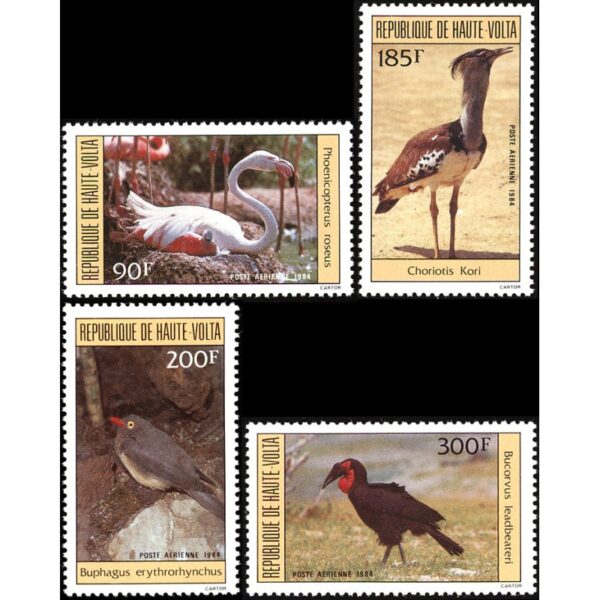 REPUBLIC OF UPPER VOLTA/STAMPS, 1984  - BIRDS - YV 256/59 - 4 VALUES - MNH