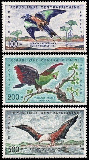 REPUBLICA CENTROAFRICANA/SELLOS, 1960 - AVES - YV A 1/3 - 3 VALORES - NUEVO