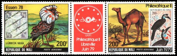 REPUBLICA DE MALI/SELLOS, 1979 - FAUNA - AVES - EL SELLOS EN EL SELLO - YV A 355A - 2 VALORES - NUEVO