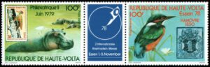 REPUBLICA DE ALTO VOLTA/SELLOS, 1978 - FAUNA - AVES - EL SELLO EN EL SELLO - YV 4 221A - 2 VALORES - NUEVO