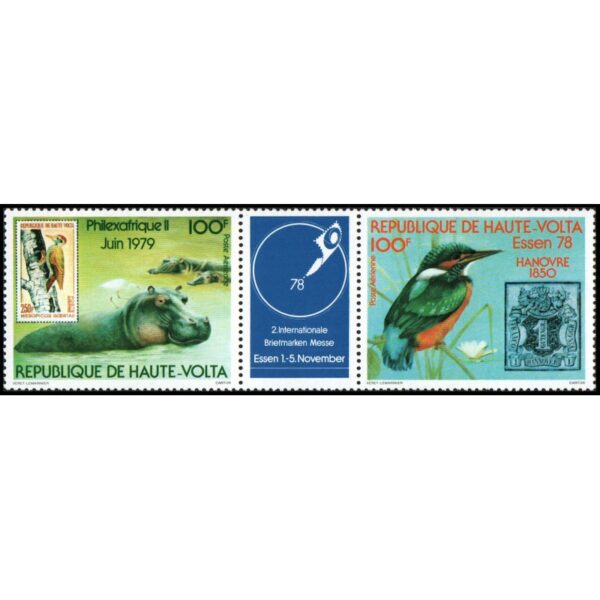 REPUBLIC OF UPPER VOLTA/STAMPS, 1978 - FAUNA - STAMP ON STAMP - YV A221A - 2 VALUES - MNH