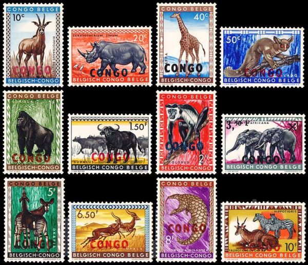 CONGO/SELLOS, 1960 - FAUNA SALVAJE - YV 400/411 - 12 VALORES - NUEVO