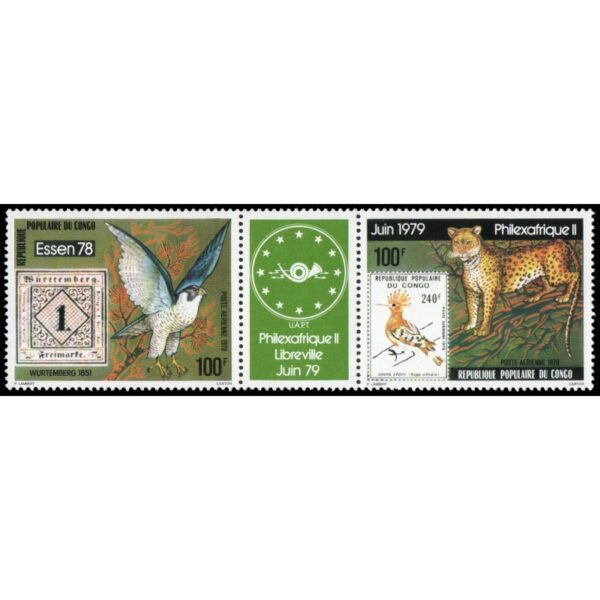 POPULAR REPUBLIC OF CONGO/STAMPS, 1978 - FAUNA - BIRDS - STAMP ON STAMP - YV A 244A - 2 VALUES - MNH