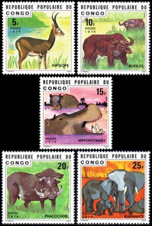 REPUBLICA POPULAR DEL CONGO/SELLOS FAUNA