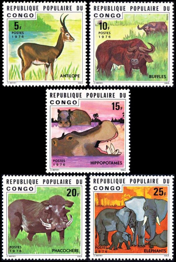 REPUBLICA POPULAR DEL CONGO/SELLOS FAUNA