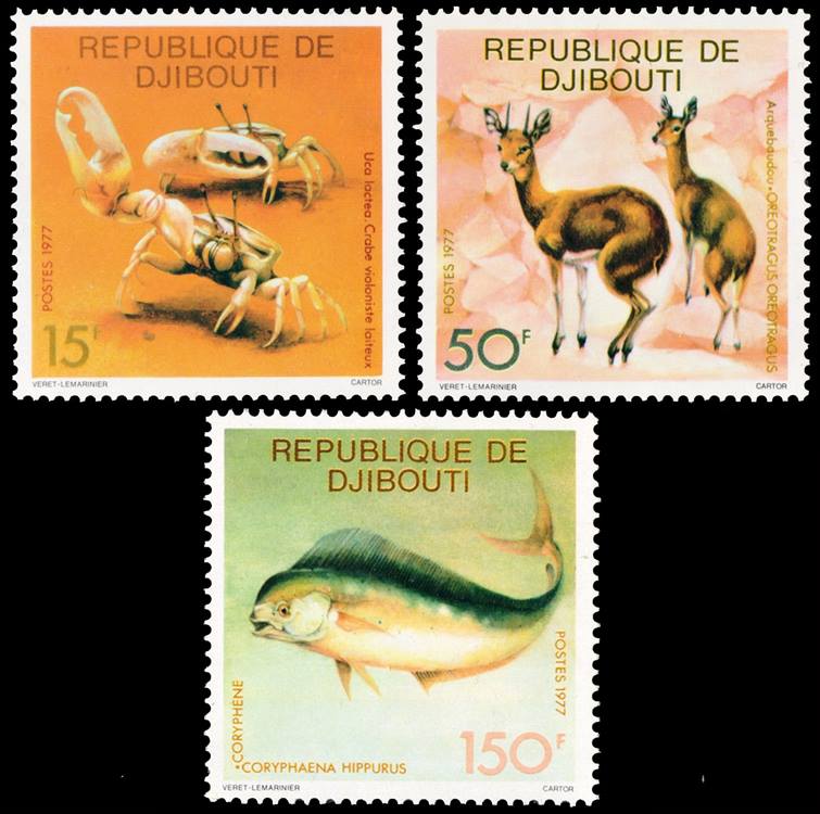 REPUBLICA DE DJIBOUTI/SELLOS, 1977 - FAUNA - YV 473/75 - 3 VALORES - NUEVO
