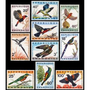 REPUBLIC OF RWANDA/STAMPS, 1967 - BIRDS - YV 233/42 - 10 VALUES - MNH