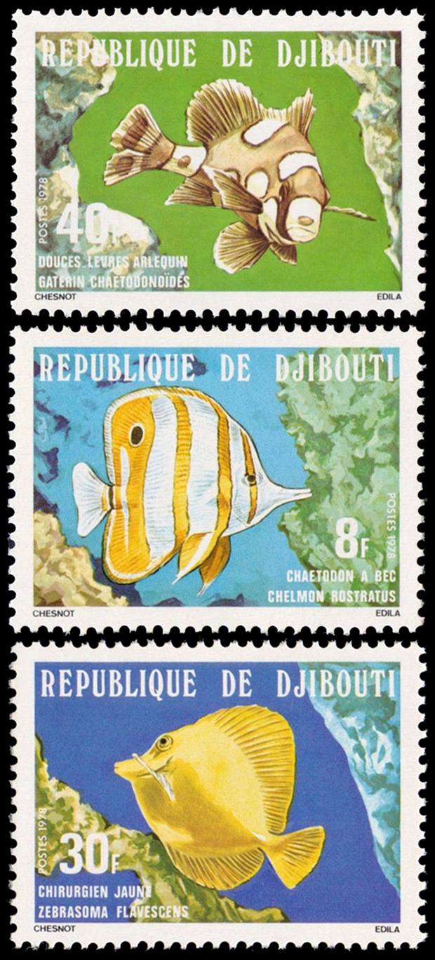 REPUBLICA DE DJIBOUTI/SELLOS, 1978 - PECES - YV 488/90 - 3 VALORES - NUEVO