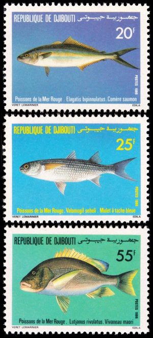REPUBLICA DE DJIBOUTI/SELLOS, 1986 - PECES - YV 622/24 - 3 VALORES - NUEVO
