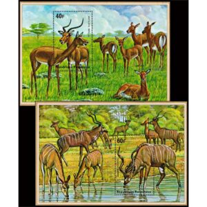 REPUBLIC OF RWANDA/STAMPS, 1975 - FAUNA - ANTELOPES - YV BL 45/46 - 2 SOUVENIR SHEET - MNH