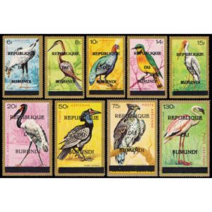 REPUBLICA DE BURUNDI/SELLOS, 1967 - FAUNA - AVES - SOBRECARGADOS - YV A43-51 - 9 VALORES - NUEVO