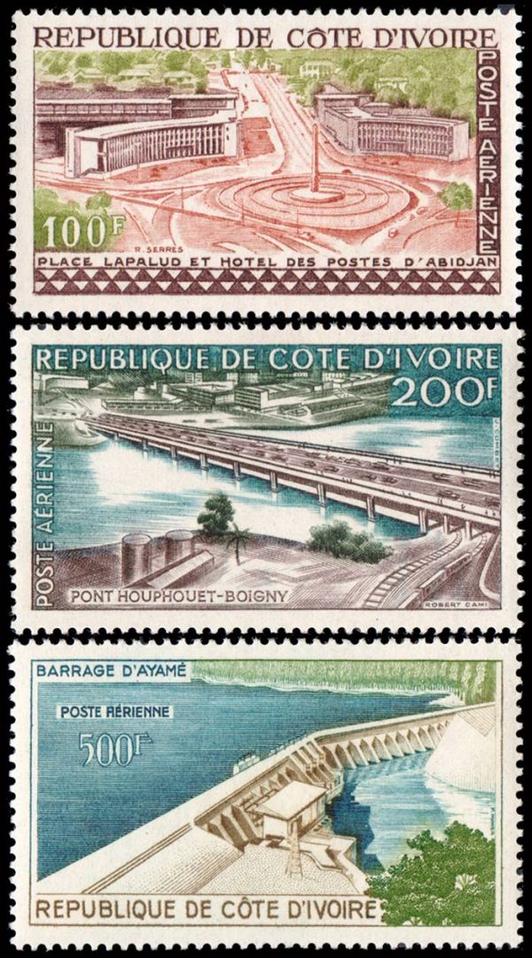 REPUBLICA DE COSTA DE MARFIL/SELLOS, 1959 - VISTAS - YV A 18-20 - 3 VALORES - NUEVO