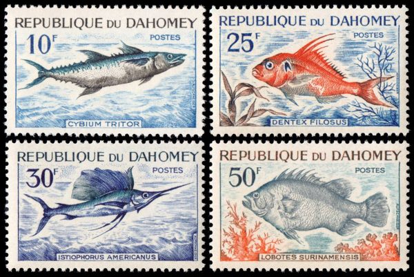 REPUBLICA DE DAHOMEY/SELLOS, 1965 - PECES - YV 225/28 - 4 VALORES - NUEVO